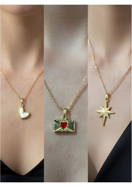 Üçlü Kombin Altın Kaplama Sembol Kolye Seti