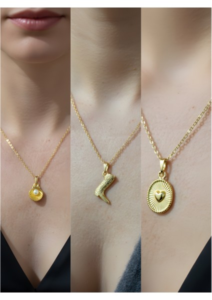 Üçlü Kombin Altın Kaplama Sembol Kolye Seti