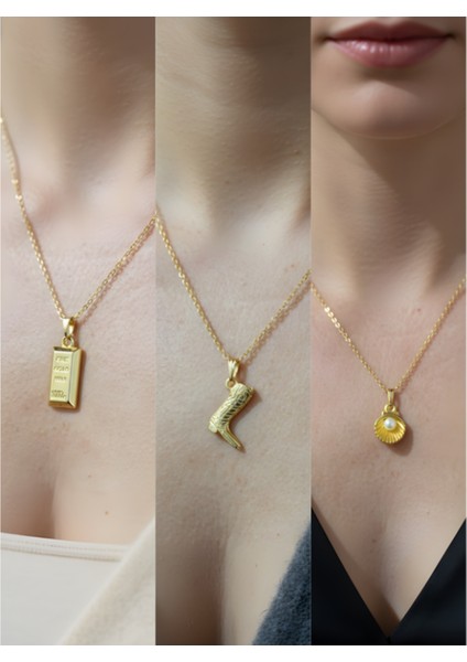 Üçlü Kombin Altın Kaplama Sembol Kolye Seti