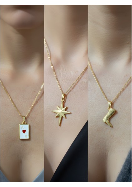 Üçlü Kombin Altın Kaplama Sembol Kolye Seti