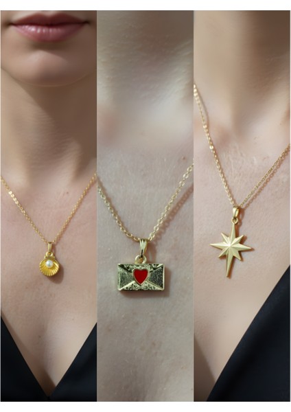 Üçlü Kombin Altın Kaplama Sembol Kolye Seti