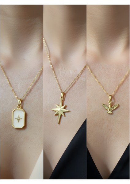 Üçlü Kombin Altın Kaplama Sembol Kolye Seti