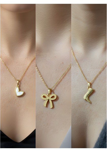 Üçlü Kombin Altın Kaplama Sembol Kolye Seti
