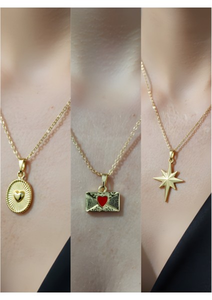 Üçlü Kombin Altın Kaplama Sembol Kolye Seti