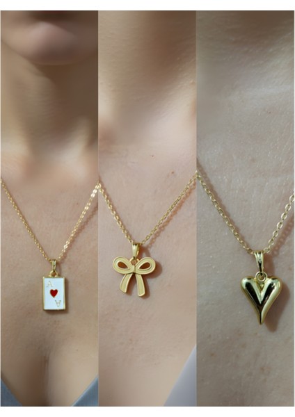 Üçlü Kombin Altın Kaplama Sembol Kolye Seti