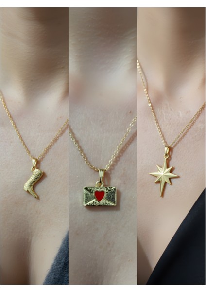 Üçlü Kombin Altın Kaplama Sembol Kolye Seti