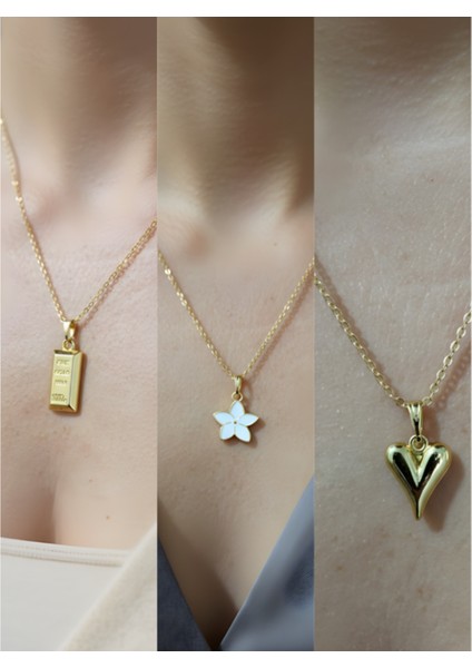 Üçlü Kombin Altın Kaplama Sembol Kolye Seti