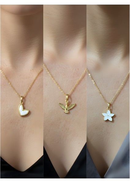 Üçlü Kombin Altın Kaplama Sembol Kolye Seti