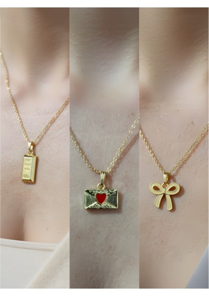 Üçlü Kombin Altın Kaplama Sembol Kolye Seti