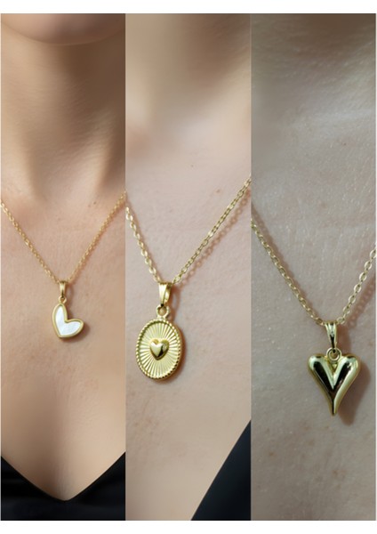 Üçlü Kombin Altın Kaplama Sembol Kolye Seti