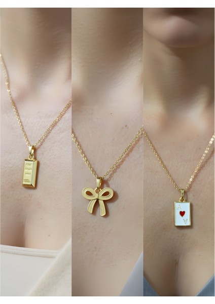 Üçlü Kombin Altın Kaplama Sembol Kolye Seti