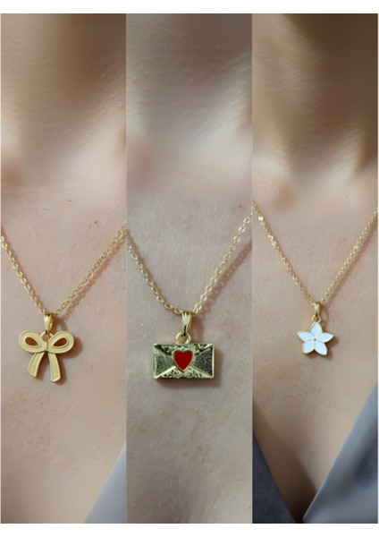 Üçlü Kombin Altın Kaplama Sembol Kolye Seti