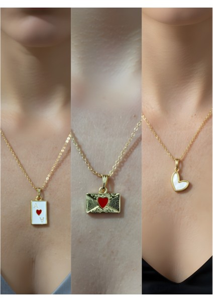 Üçlü Kombin Altın Kaplama Sembol Kolye Seti