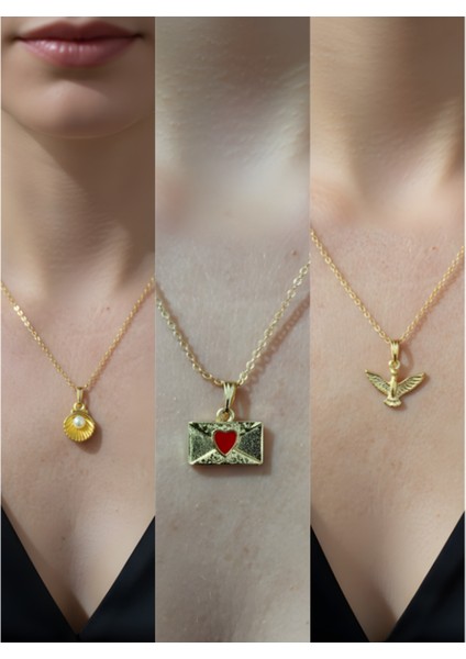 Üçlü Kombin Altın Kaplama Sembol Kolye Seti