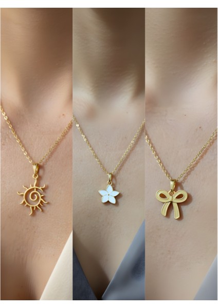 Üçlü Kombin Altın Kaplama Sembol Kolye Seti