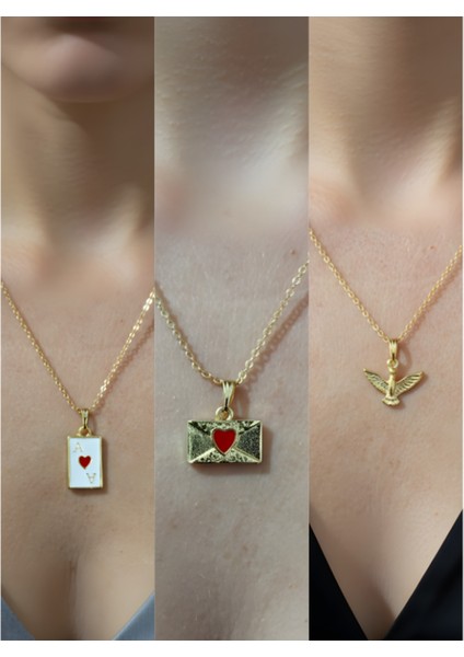 Üçlü Kombin Altın Kaplama Sembol Kolye Seti