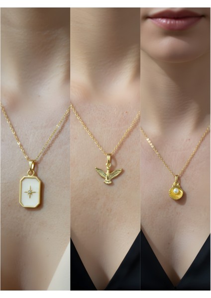 Üçlü Kombin Altın Kaplama Sembol Kolye Seti