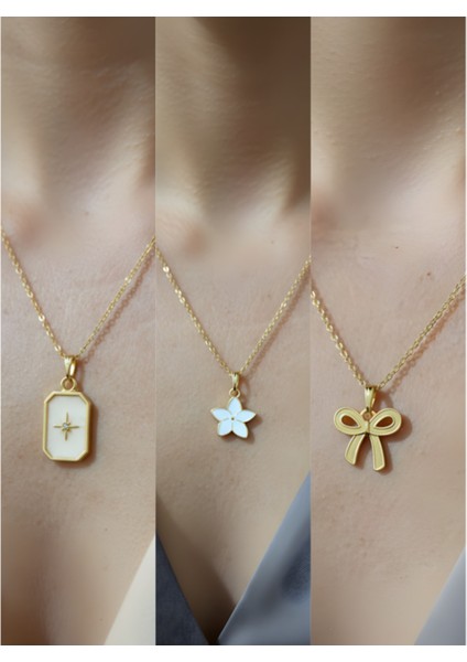 Üçlü Kombin Altın Kaplama Sembol Kolye Seti