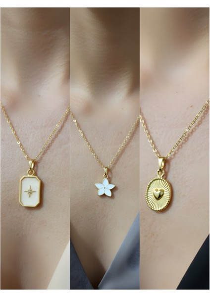 Üçlü Kombin Altın Kaplama Sembol Kolye Seti