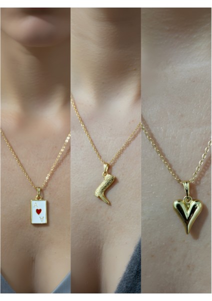 Üçlü Kombin Altın Kaplama Sembol Kolye Seti