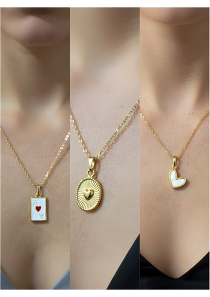 Üçlü Kombin Altın Kaplama Sembol Kolye Seti