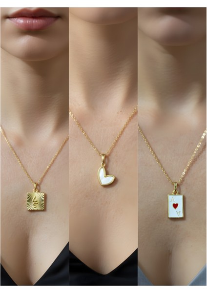 Üçlü Kombin Altın Kaplama Sembol Kolye Seti