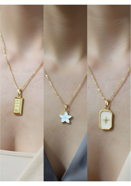 Üçlü Kombin Altın Kaplama Sembol Kolye Seti