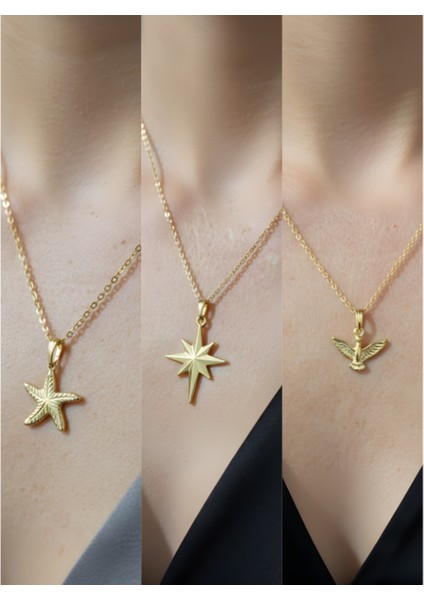 Üçlü Kombin Altın Kaplama Sembol Kolye Seti