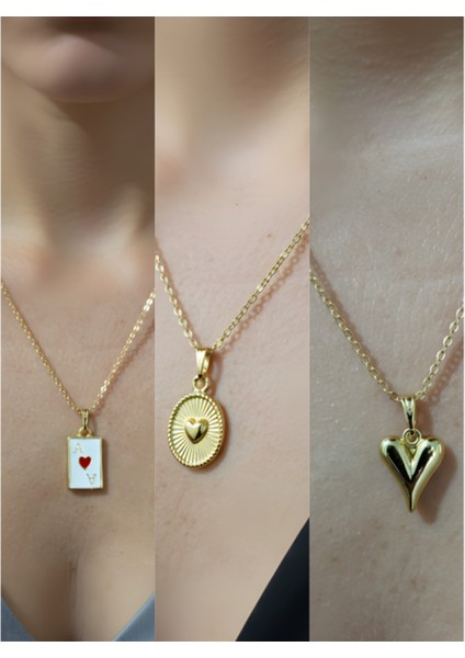 Üçlü Kombin Altın Kaplama Sembol Kolye Seti