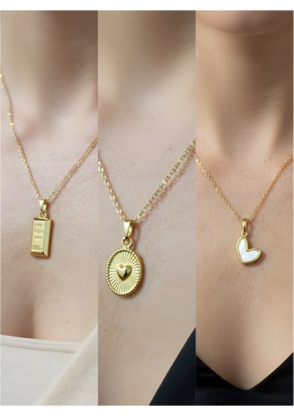 Üçlü Kombin Altın Kaplama Sembol Kolye Seti