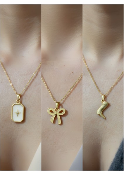 Üçlü Kombin Altın Kaplama Sembol Kolye Seti