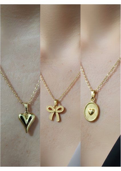 Üçlü Kombin Altın Kaplama Sembol Kolye Seti