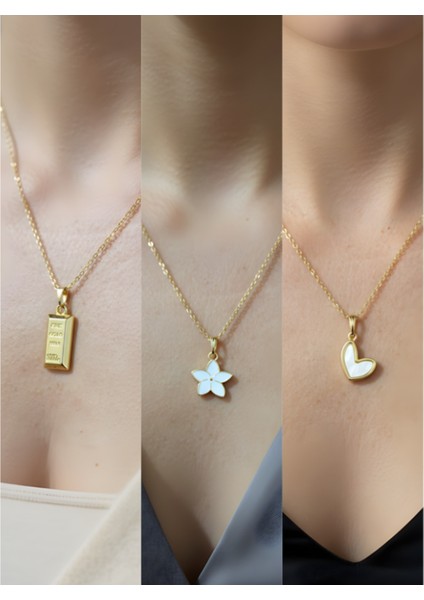 Üçlü Kombin Altın Kaplama Sembol Kolye Seti