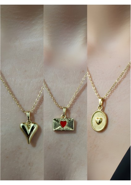 Üçlü Kombin Altın Kaplama Sembol Kolye Seti
