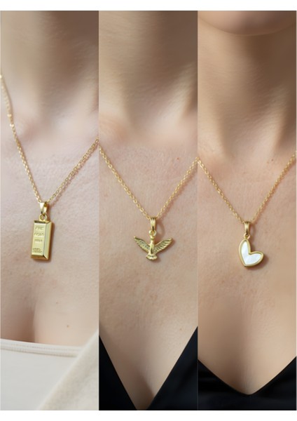 Üçlü Kombin Altın Kaplama Sembol Kolye Seti