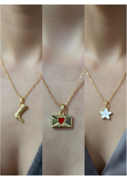 Üçlü Kombin Altın Kaplama Sembol Kolye Seti