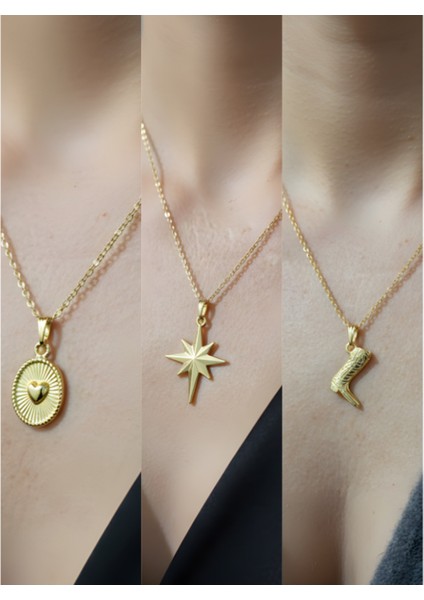 Üçlü Kombin Altın Kaplama Sembol Kolye Seti