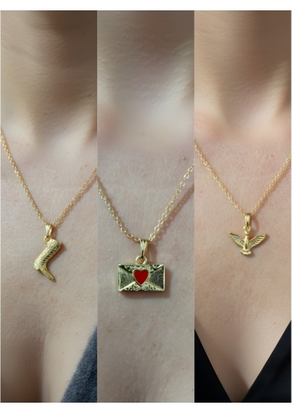 Üçlü Kombin Altın Kaplama Sembol Kolye Seti