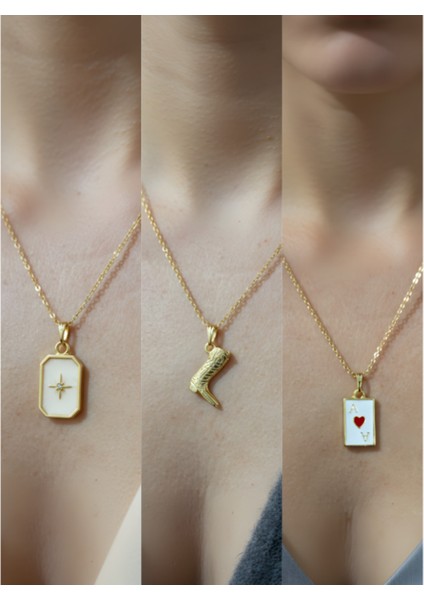 Üçlü Kombin Altın Kaplama Sembol Kolye Seti