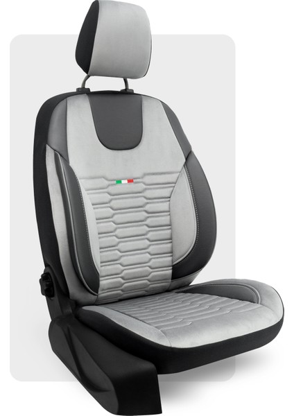 Bellucci Soft Taytüyü Airbag Uyumlu Ortopedik Destekli Universal Oto Koltuk Kılıfı Siyah-Gri