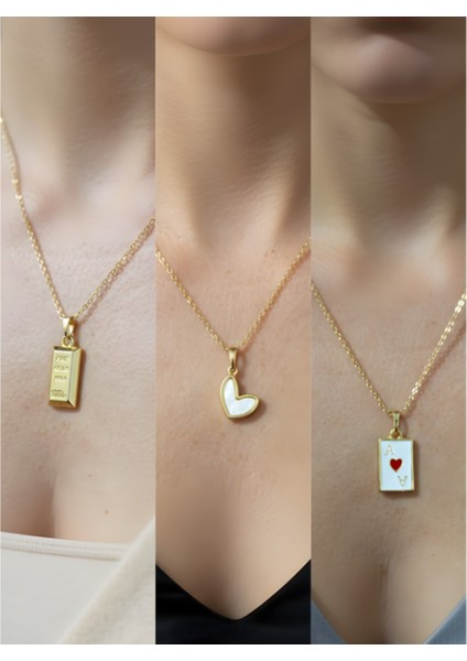 Üçlü Kombin Altın Kaplama Sembol Kolye Seti