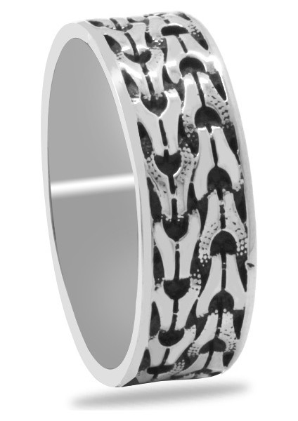 Zincir Tasarım 925 Ayar Gümüş Erkek Alyans