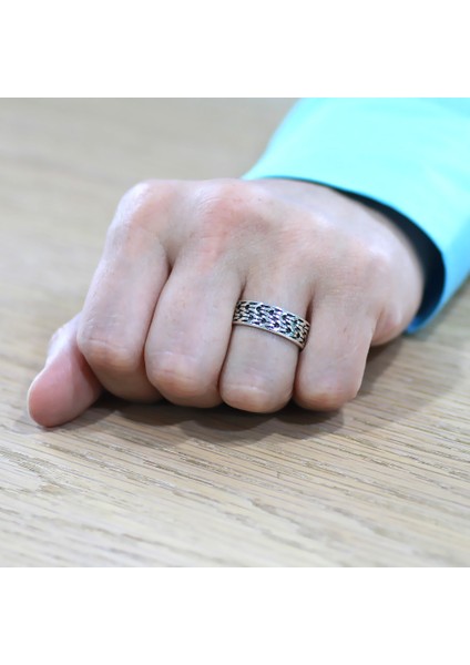 Zincir Tasarım 925 Ayar Gümüş Erkek Alyans modelleri