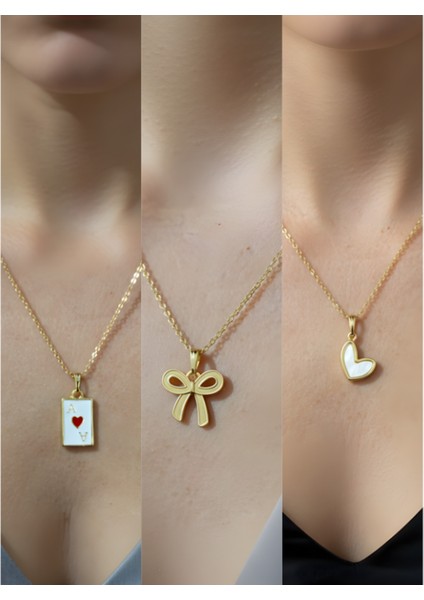 Üçlü Kombin Altın Kaplama Sembol Kolye Seti