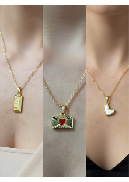 Üçlü Kombin Altın Kaplama Sembol Kolye Seti
