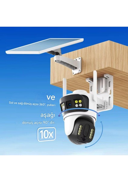 10X Zum, Güneş Enerjili, Çift Lens, 4g Sım Kartlı, 6mp, Ptz, Su Geçirmez Güvenlik Kamerası modelleri