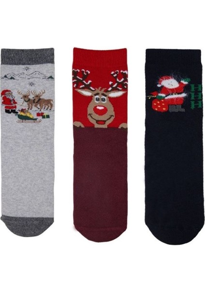 Geyikli Noel Baba 3lü Havlu Erkek Çocuk Soket ONL-02707