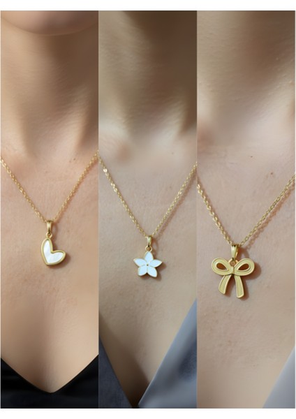 Üçlü Kombin Altın Kaplama Sembol Kolye Seti