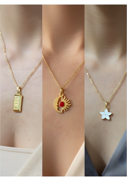 Üçlü Kombin Altın Kaplama Sembol Kolye Seti