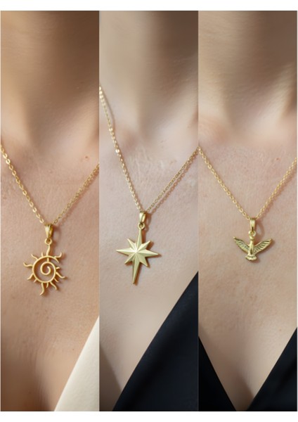 Üçlü Kombin Altın Kaplama Sembol Kolye Seti